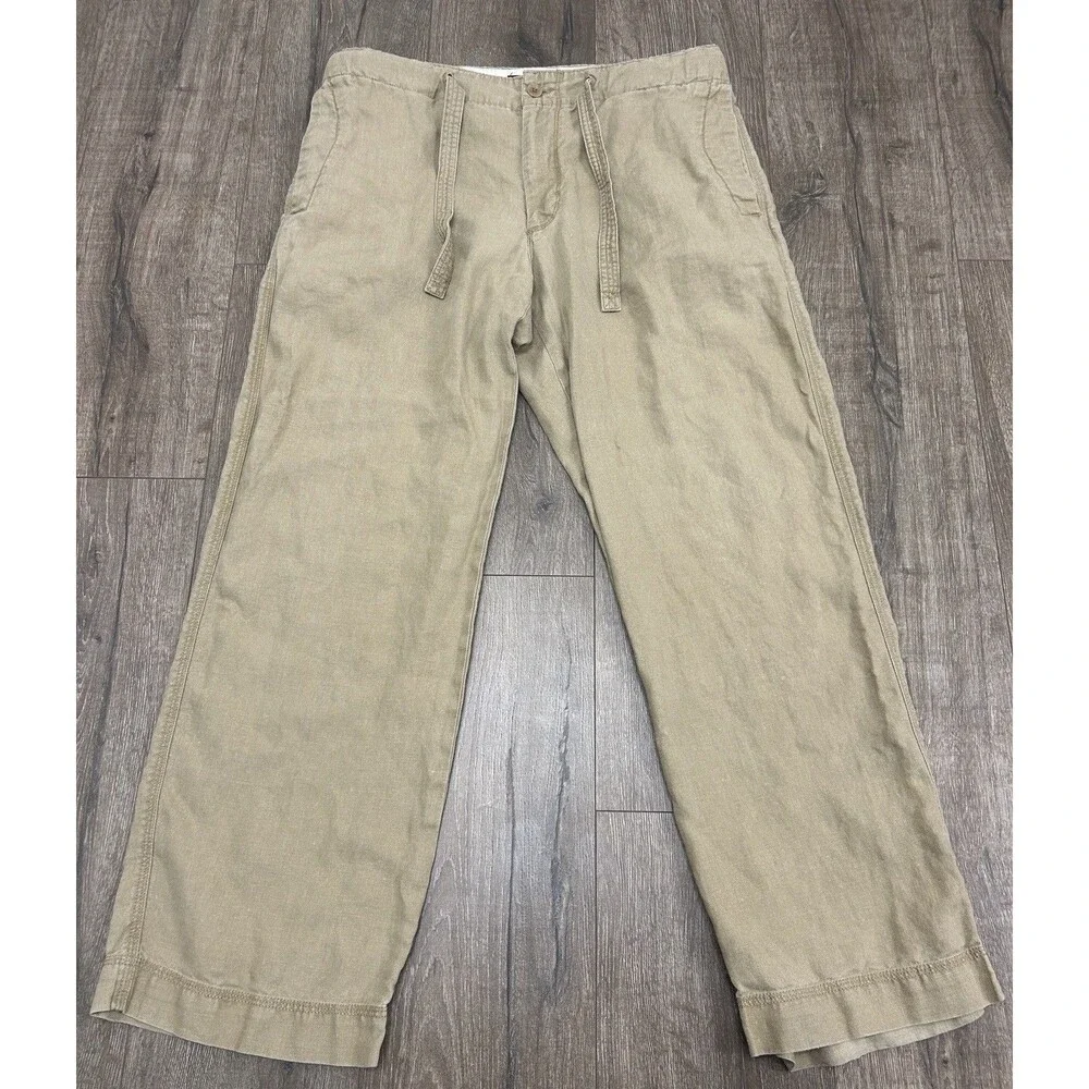 Vintage Banana Republic 100% Linen Pants Men’s 36 X 30 Beige Drawstring Y2K